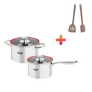 Кастрюля с крышкой 2 л и ковш с крышкой 2 л Prime Chef Krauff + ПОДАРОК: Лопатка Gourmet 26 см и 30 см 2903067413 фото