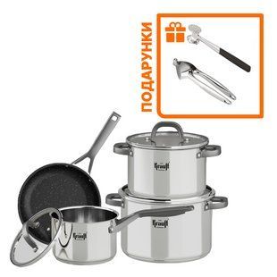 Набор кастрюль Prime Chef Krauff с сотейником + ПОДАРКИ: Пресс для чеснока и молоток для мяса 2920864165 фото