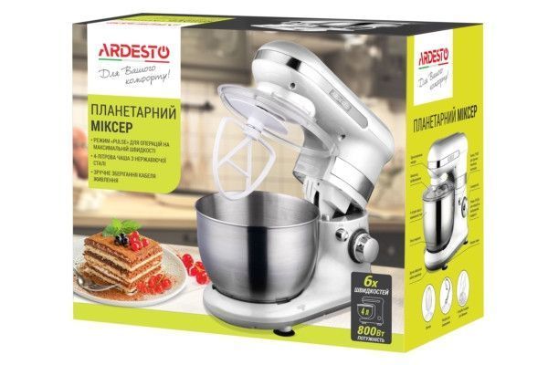 Миксер планетарный Ardesto KSTM-8040 800 Вт белый KSTM-8044 фото