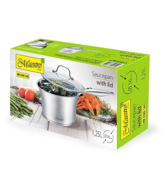 Ковш с крышкой Maestro MR-3505-16S 1.25 л 16х9,5 см MR-3505-16S фото