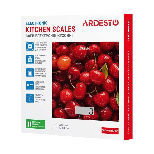 Весы кухонные Ardesto SCK-893CHERRY 5 кг SCK-893-WATERMELON фото